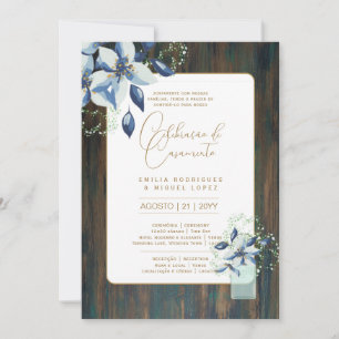 Invitación Portuguso Casamento Flores Folclóricas Rústica