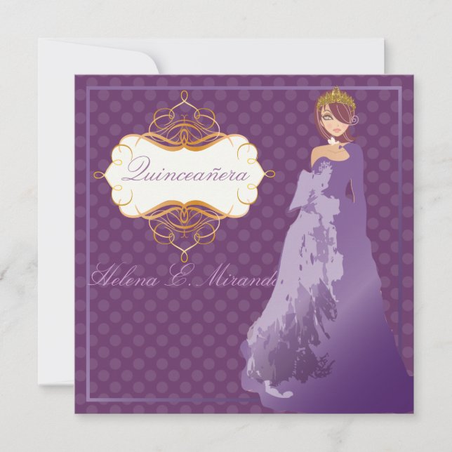 Invitación Pos de princesa/polka de Quinceañera/Quince años (Anverso)