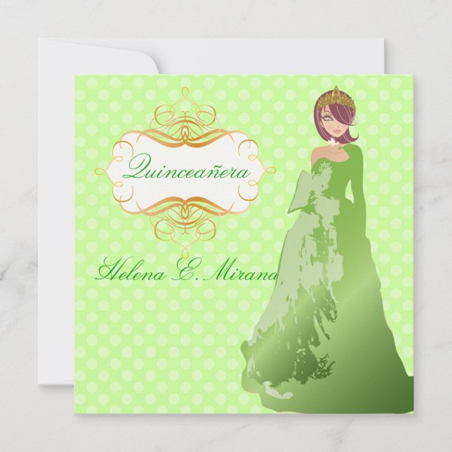 Invitación Pos de princesa/polka de Quinceañera/Quince años (Anverso)