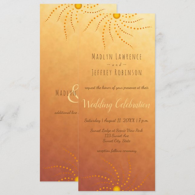 Invitación Pos de sol sombríos y soleados mandala boda (Anverso / Reverso)