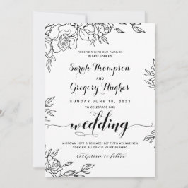 Invitación Posada de Rosas Boda de caligrafía rústica