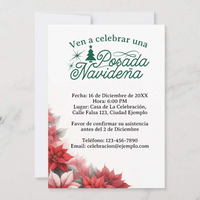 Invitación Posada Mexicana Navideña (Anverso)