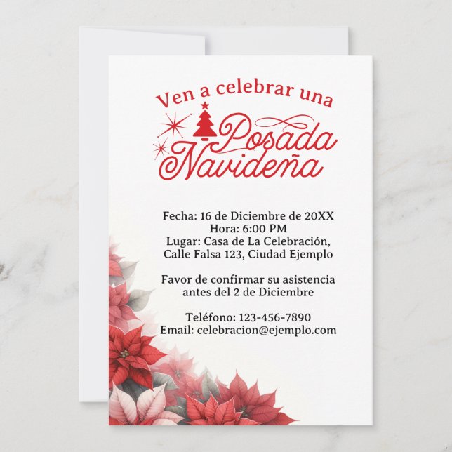 Invitación Posada Navideña Mexicana (Anverso)