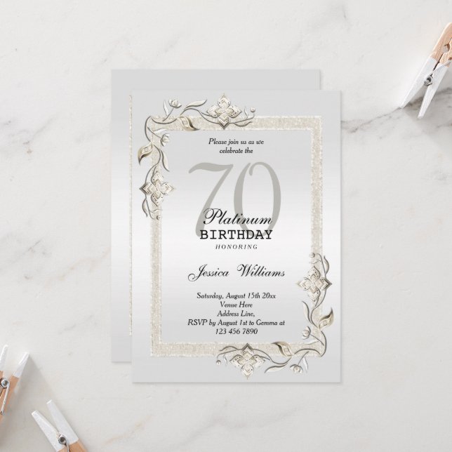 Invitación Posh 70 Aniversario Platinum (Anverso/Reverso In Situ)