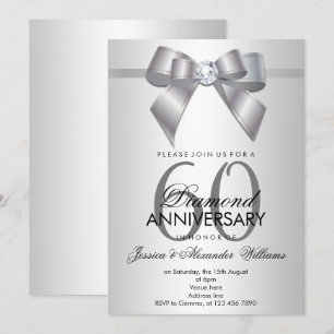 Invitación Posh Gem Bow & Ribbon 60º Aniversario de Boda