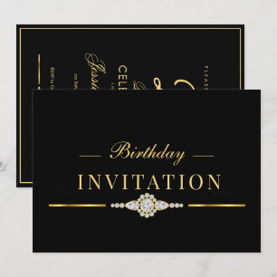 Invitación Posh Glamour Gold 25 Cumpleaños