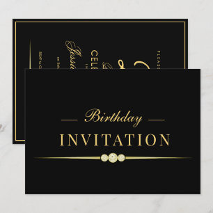 Invitación Posh Glamour Gold 25 Cumpleaños