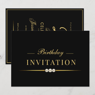 Invitación Posh Glamour Gold 25 Cumpleaños