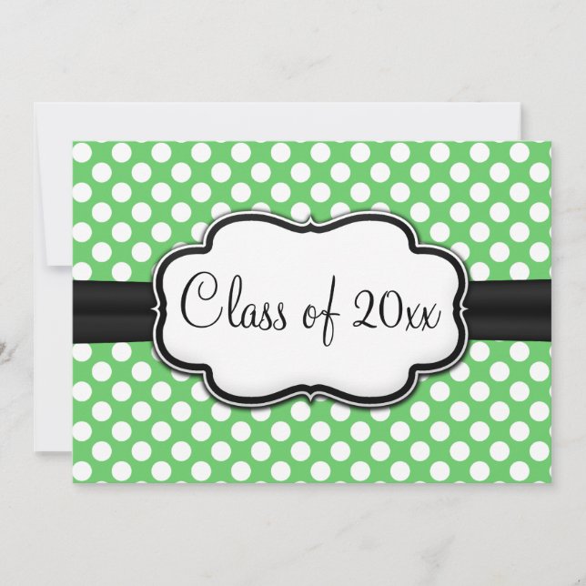 Invitación Posh Mint Green Polka Dot Graduado (Anverso)