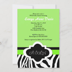 Invitación Posh "Oh Baby" Zebra Stripe 5x7 Baby Shower Invita