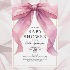 Invitación Posh Pink Coquette Bow Baby Shower