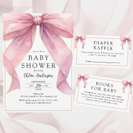 Invitación Posh Pink Coquette Bow Baby Shower