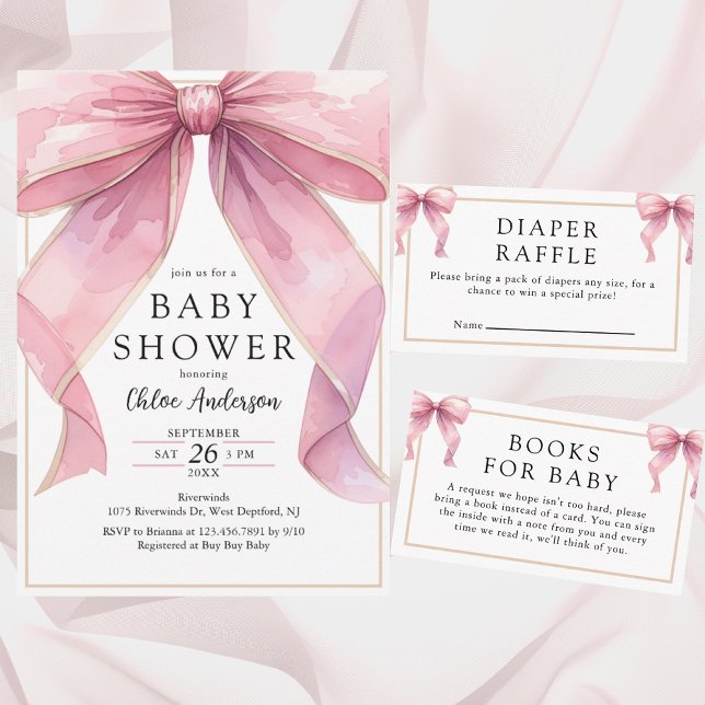 Invitación Posh Pink Coquette Bow Baby Shower (Subido por el creador)
