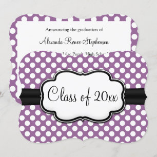 Invitación Posh Purple Polka Dot Graduado