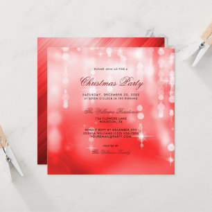 Invitación Posh Red Lights Bokeh Navidades