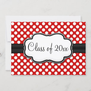 Invitación Posh Red Polka Dot Graduation