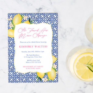 Invitación Positano Lemons Blue Main Squeeze Bridal Shower