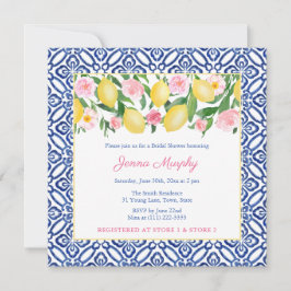 Invitación Positano Lemons Blue Spanish Tiles Bridal Shower