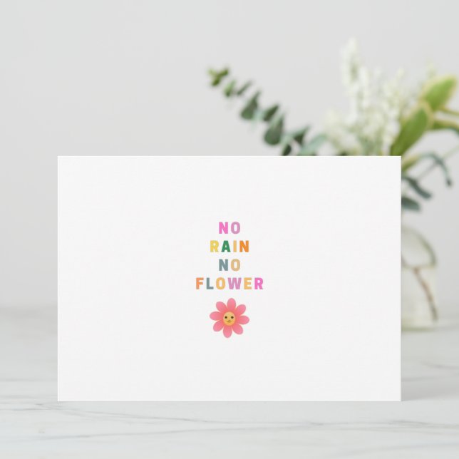 Invitación Positivo | NO LLUVIA NO FLoWER - flor rosa (Anverso de pie)