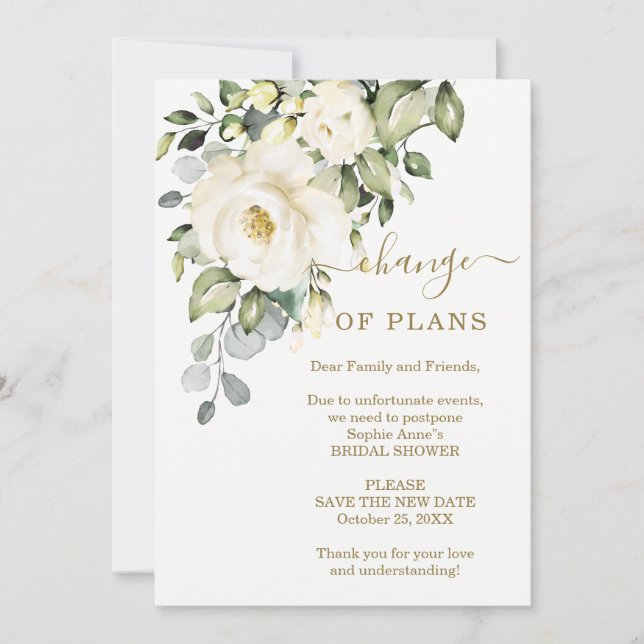 Invitación Posponen cambio de planes de ducha de novia floral (Anverso)