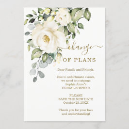 Invitación Posponen cambio de planes de ducha de novia floral