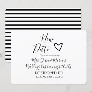 Invitación Posponer cancelación de boda moderna nueva fecha