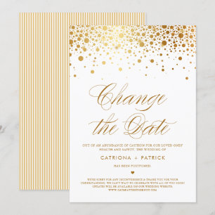 Invitación Posponer la fecha Confeti de papel de oro