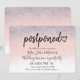 Invitación Posposición de fecha de boda con brillo Ombre
