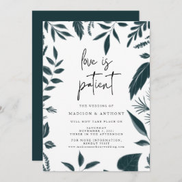 Invitación Posposición del Boda azul Verde azulado botánico m