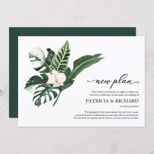 Invitación Posposición del Boda del nuevo plan floral tropica