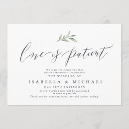 Invitación Posposición simple de boda de caligrafía verde