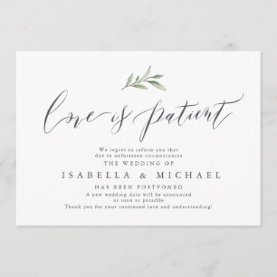 Invitación Posposición simple de boda de caligrafía verde