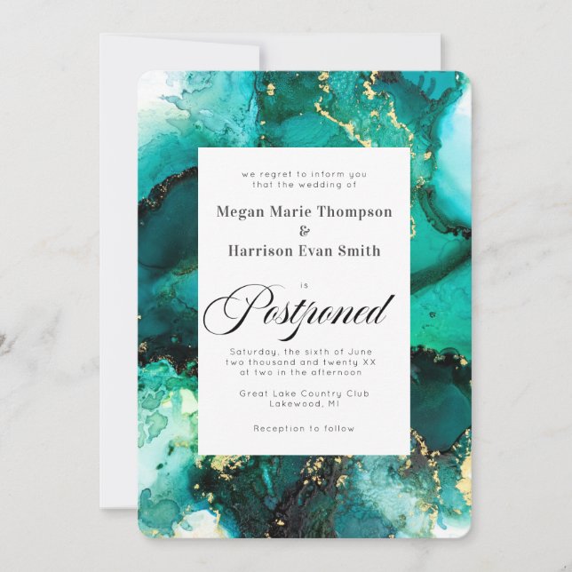Invitación pospuesta a la boda del tono de una joy (Anverso)
