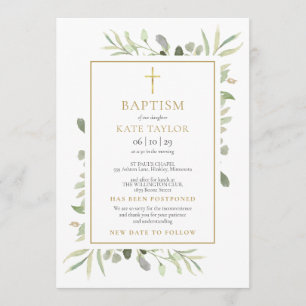 Invitación pospuesta bautismo floral bautizo