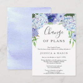 Invitación pospuesta de Boda de Hidrangea Azul