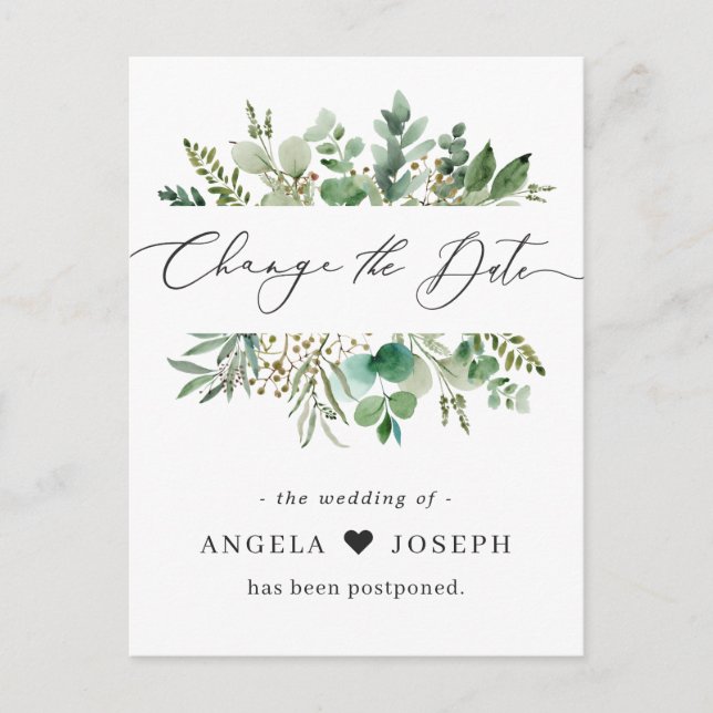 Invitación pospuesta del boda Cambiar la fecha (Anverso)