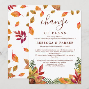 Invitación pospuesta del Boda follaje otoñal