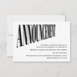 Invitación pospuesta simple Boda