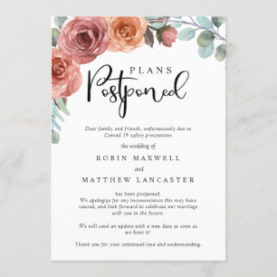 Invitación Pospuesto boda - Cancelación - Cambio de planes