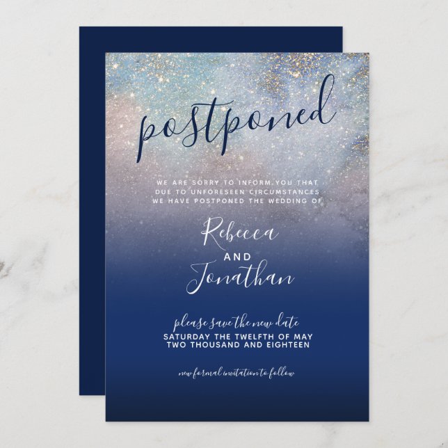 Invitación Pospuesto escrito en el Boda de la Galaxia de la M (Anverso / Reverso)