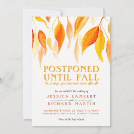 Invitación Pospuesto hasta el otoño el naranja deja boda