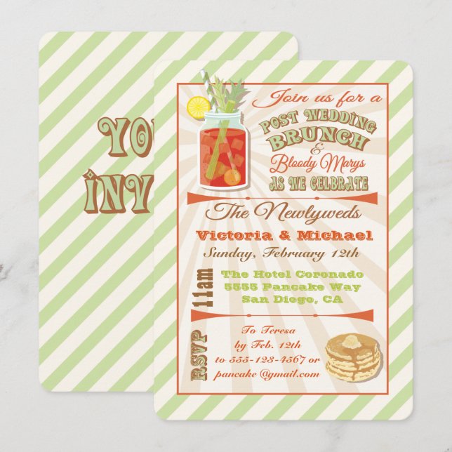 Invitación post Boda Brunch and Bloody Marys (Anverso / Reverso)