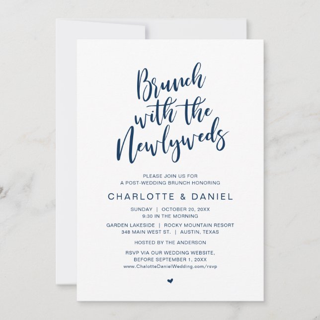 Invitación Post boda, Brunch con los recién casados, Elopemen (Anverso)