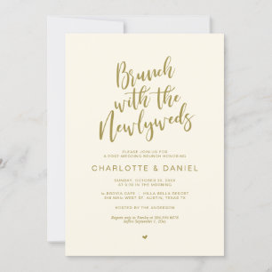 Invitación Post boda, Brunch con los recién casados, en oro