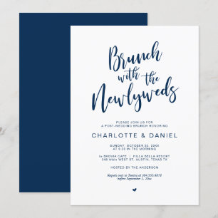 Invitación Post boda, Brunch con los recién casados, Navy Blu