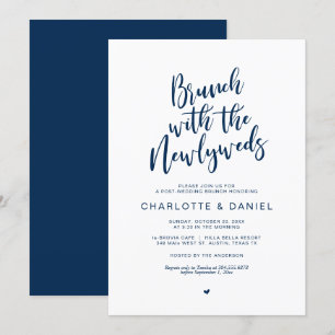 Invitación Post boda, Brunch con los recién casados, Navy Blu