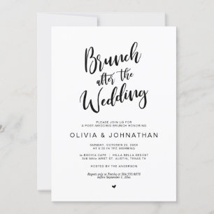 Invitación Post boda, Brunch después de boda, escritura negra