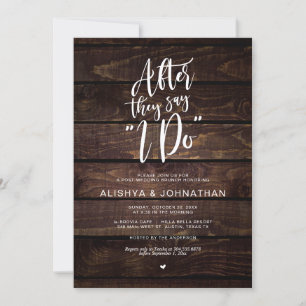 Invitación Post Boda Brunch, escritura rústica de madera oscu