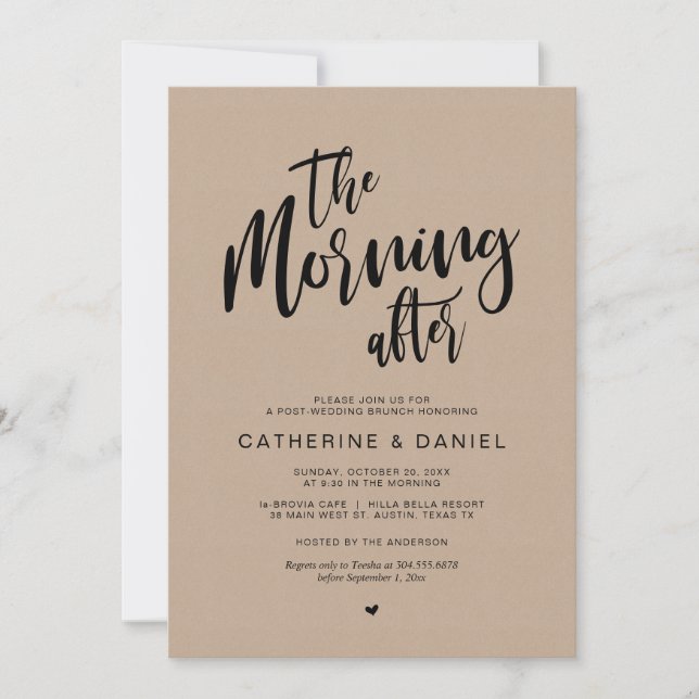 Invitación Post boda Brunch, la mañana siguiente, Kraft (Anverso)
