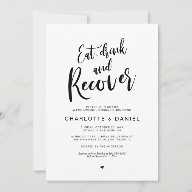 Invitación Post boda, come, bebe y recupera brunch (Anverso)
